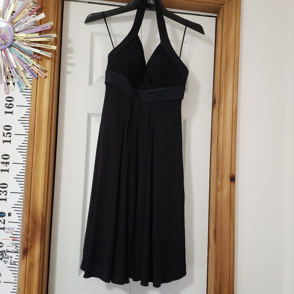 Badgley Mischka Women Vintage 550441 Black Padded Halter A-line Mini Dress 4 - Picture 4 of 17